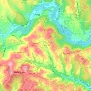 Topografische kaart Beechmont, hoogte, reliëf