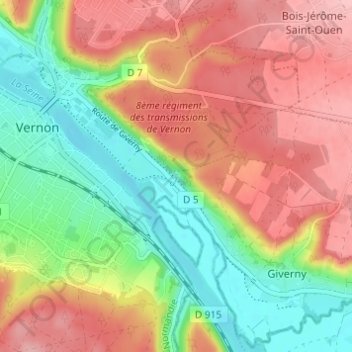 Topografische kaart Manitôt, hoogte, reliëf