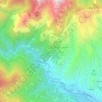 Topografische kaart Rivò, hoogte, reliëf