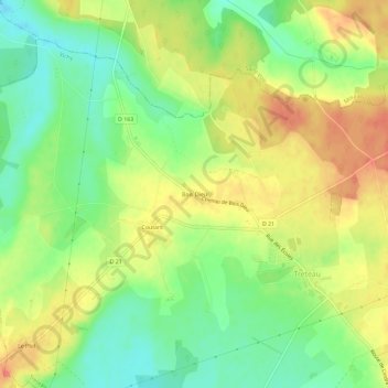 Topografische kaart Bois Dieu, hoogte, reliëf