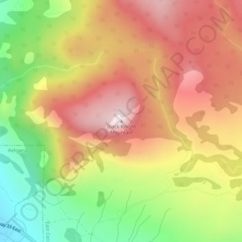 Topografische kaart Black Knight Mountain, hoogte, reliëf