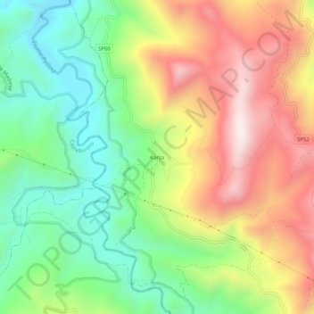 Topografische kaart Karsa, hoogte, reliëf