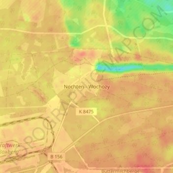 Topografische kaart Nochten, hoogte, reliëf