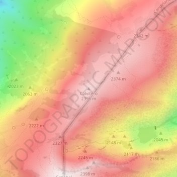 Topografische kaart Calvitero, hoogte, reliëf