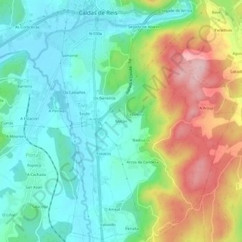 Topografische kaart Marán, hoogte, reliëf