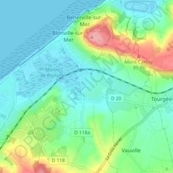 Topografische kaart La Cinquantaine, hoogte, reliëf