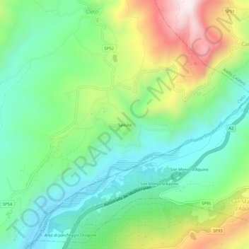 Topografische kaart Savuto, hoogte, reliëf