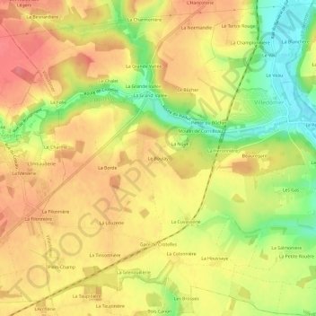 Topografische kaart Le Boulay, hoogte, reliëf