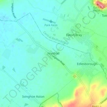 Topografische kaart Northall, hoogte, reliëf