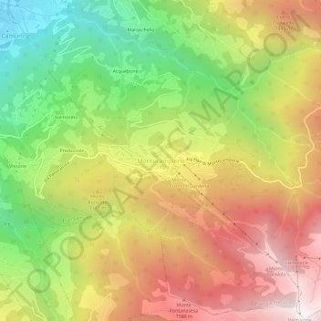 Topografische kaart Montecampione, hoogte, reliëf