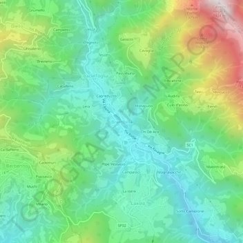 Topografische kaart Brembilla, hoogte, reliëf