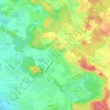 Topografische kaart Sondermoning, hoogte, reliëf