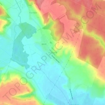 Topografische kaart Broșteni, hoogte, reliëf