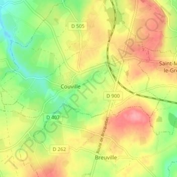Topografische kaart La Perrelle, hoogte, reliëf