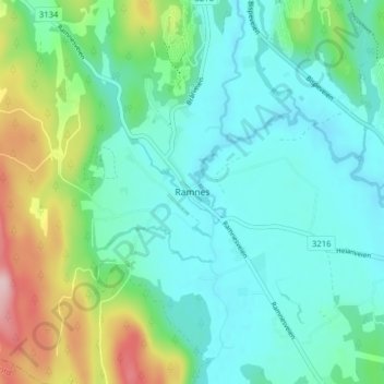 Topografische kaart Ramnes, hoogte, reliëf