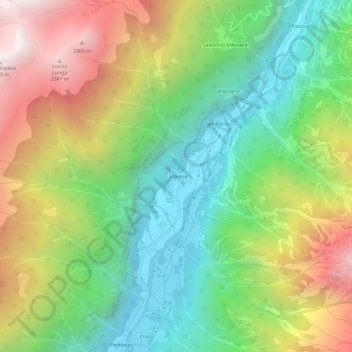 Topografische kaart Cadarese, hoogte, reliëf