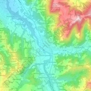 Topografische kaart Godiasco, hoogte, reliëf