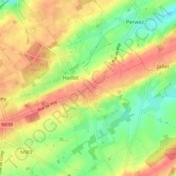 Topografische kaart Matagne, hoogte, reliëf