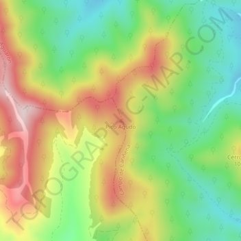Topografische kaart Pico Agudo, hoogte, reliëf
