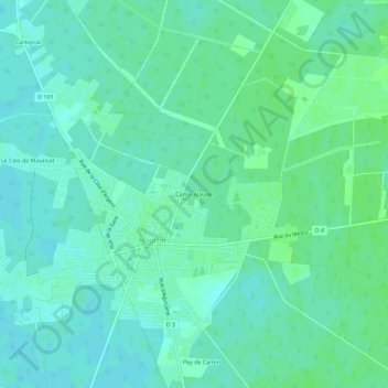 Topografische kaart Cante-Alaude, hoogte, reliëf
