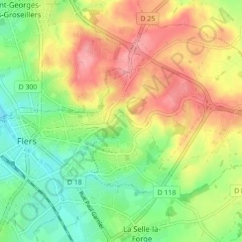 Topografische kaart La Fouquerie, hoogte, reliëf