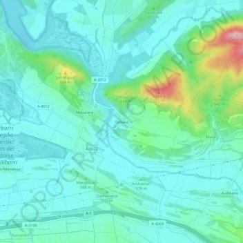 Topografische kaart Guevara, hoogte, reliëf