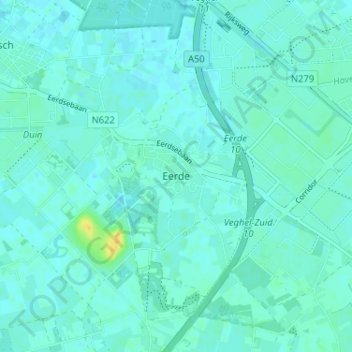 Topografische kaart Eerde, hoogte, reliëf