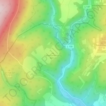 Topografische kaart Fallenseifenberg, hoogte, reliëf