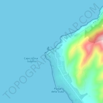 Topografische kaart Punta Licosa, hoogte, reliëf