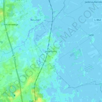 Topografische kaart Jaderberg, hoogte, reliëf