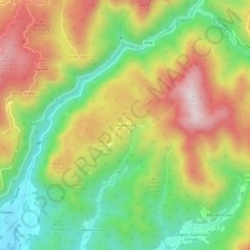 Topografische kaart Monteprato, hoogte, reliëf