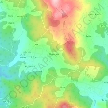 Topografische kaart Montemaior, hoogte, reliëf