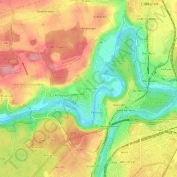 Topografische kaart Bremgarten, hoogte, reliëf