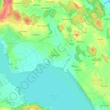 Topografische kaart Wolkersdorf, hoogte, reliëf