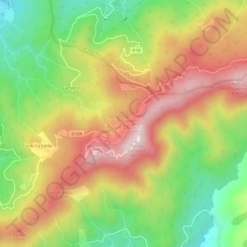 Topografische kaart Coti-Chiavari, hoogte, reliëf