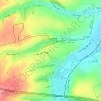 Topografische kaart Steinberg, hoogte, reliëf