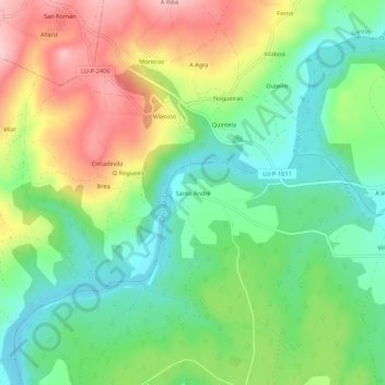 Topografische kaart Santo André, hoogte, reliëf