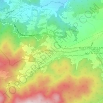 Topografische kaart Croce di Magara, hoogte, reliëf