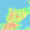 Topografische kaart Sutherland, hoogte, reliëf