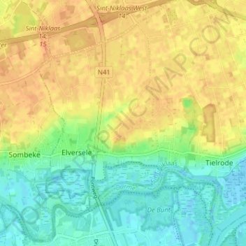 Topografische kaart Bovenhoek, hoogte, reliëf
