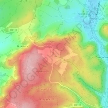Topografische kaart Op Kengert, hoogte, reliëf