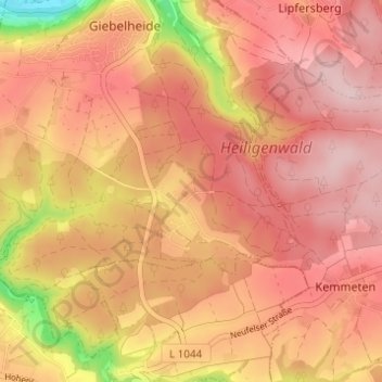 Topografische kaart Waldzimmern, hoogte, reliëf