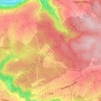 Topografische kaart Waldzimmern, hoogte, reliëf