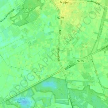 Topografische kaart Roggelsedijk, hoogte, reliëf
