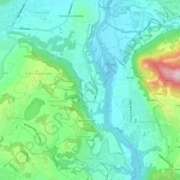 Topografische kaart Arlate, hoogte, reliëf