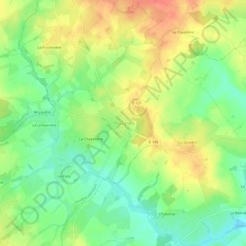Topografische kaart Pougne, hoogte, reliëf
