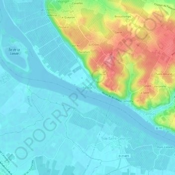 Topografische kaart Esconac, hoogte, reliëf