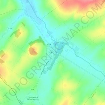 Topografische kaart Trancault, hoogte, reliëf