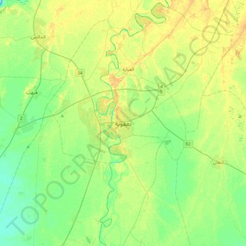 Topografische kaart Baqubah, hoogte, reliëf