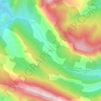 Topografische kaart Laval, hoogte, reliëf